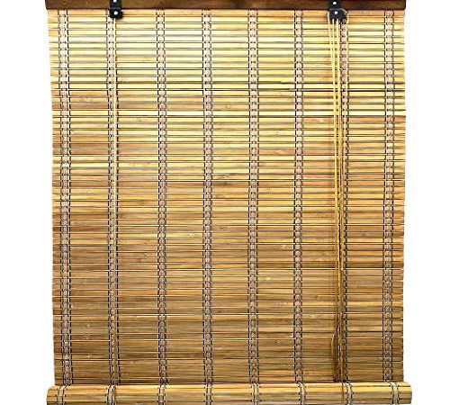 Solagua Store Enrouleur Bambou/Store venitien Bois/Store fenetre occultant pour Les fenêtres et Les Portes, Largeur x Longueur = (110 x 135 cm, Marron)