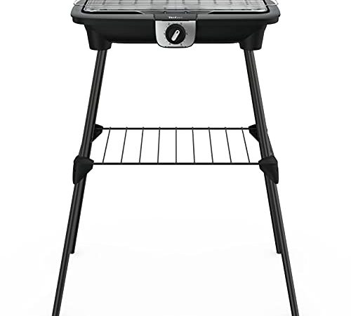 Tefal EasyGrill XXL Barbecue électrique pieds Large surface Chauffe rapide 2500 W Thermostat réglable Cuisson simultanée Viandes Poissons Légumes Utilisation intérieur et extérieur Pare-vent BG921812