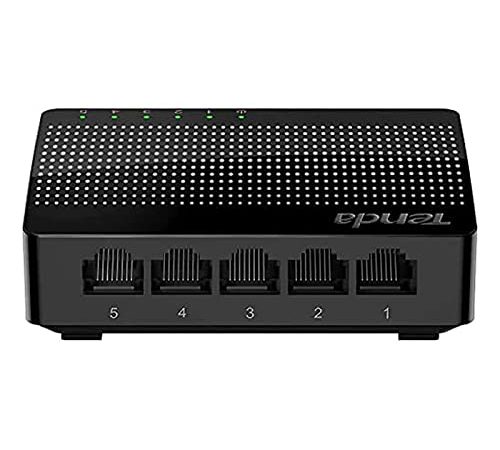 Tenda Switch Ethernet SG105 5 Ports Gigabit 10/100/1000 Mbps, Switch RJ45 Plastique, Auto MDI/MDIX, pour Etendre le Réseau Câblé pour les PME et les Bureaux à Domicile Noir