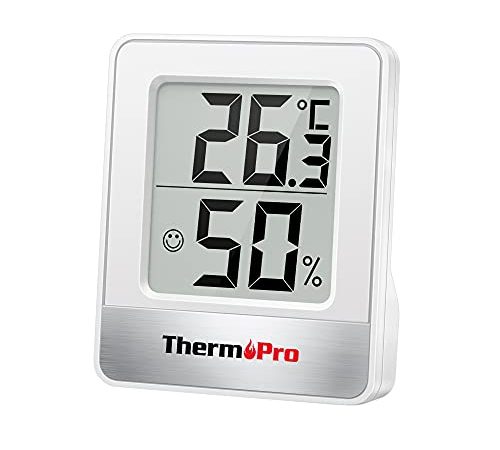 ThermoPro TP49 Petit Hygromètre Numérique Thermomètre Intérieur Thermomètre D'ambiance Moniteur de Température et Humidimètre pour Le Confort du Bureau à Domicile Thermomètre de Reptile