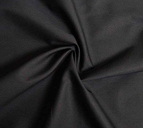 Tissu popeline 100% coton - Disponible en plus de 20 coloris - Vendu par coupon - Tissu popeline de coton (1m x 1m46, Noir)