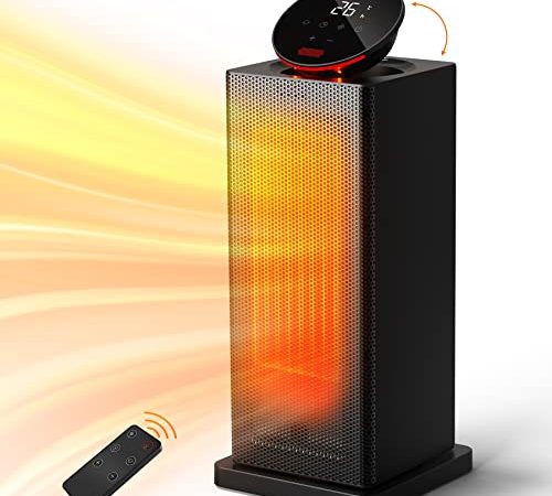 XAXAZON Chauffage d'appoint 2000W, Télécommande et LED Tactile,Céramique Radiateur Electrique, Thermostat et économie d'énergie, 90 ° Oscillation, Minuterie 24H, 3 Modes, Protection Multiple, maison