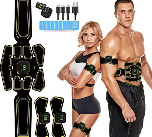 AILEDA Electrostimulateur Musculaire,Ceinture Abdominale Electrostimulation EMS Stimulateur Appareil Electrostimulation Musculaire Femme Homme Entraînement Abdominal pour Abdomen/Bras/Jambes (EMS-A)