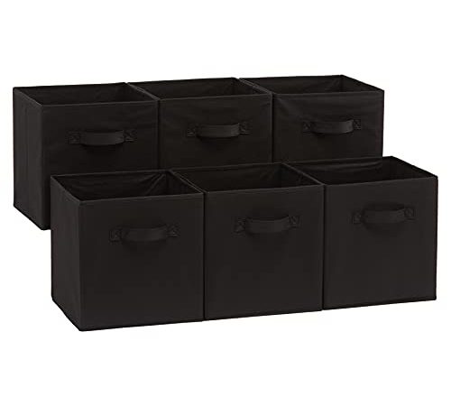 Amazon Basics Lot de 6 cubes de rangement pliants, Noir