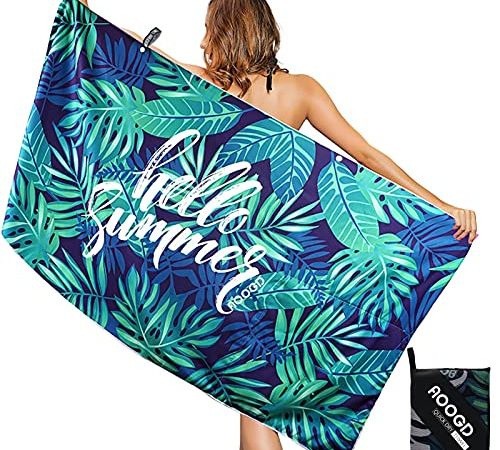 AOOGD Serviette de Plage en Microfibre Grande Femme,Drap de Plage à Séchage Rapide 160x80CM, Serviette de Voyage Légère et Portable