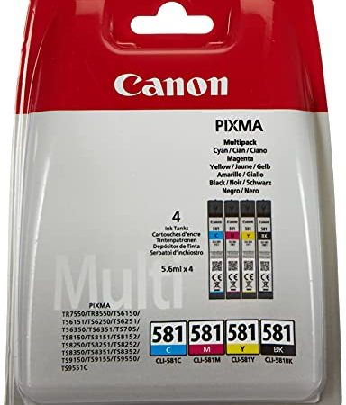 Canon CLI-581Cartouche C/M/Y/BK Multipack Cyan, Magenta, Jaune, Noire (Multipack plastique sécurisé)