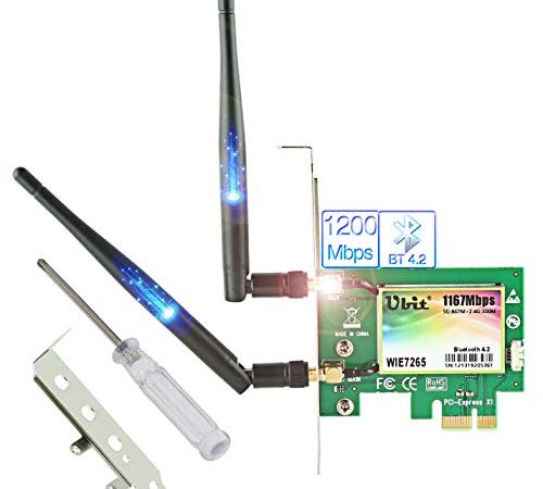 Carte WiFi sans Fil | 11AC Carte PCIe sans Fil jusqu'à 1200Mbps | WLAN Adaptateur WiFi Gigabit Double Bande | Carte WiFi PCIe avec BT 4.2 pour Les Jeux de Bureau / PC