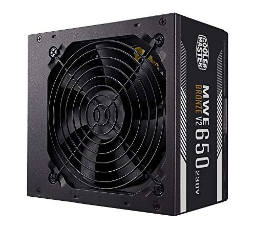 Cooler Master MWE 650 Bronze 230V V2, Bloc Alimentation PC 80 PLUS Bronze, Ventilateur HDB Sensible à la Température, Circuit DC-DC + LLC avec Rail Simple +12V, Non Modulaire, Prise EU, Garantie 5 ans