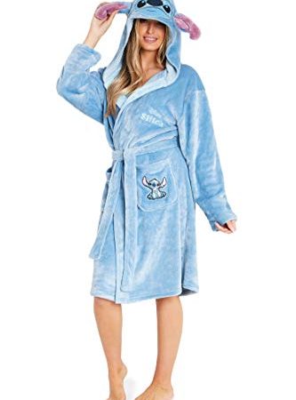 Disney Robe de Chambre Femme en Polaire Stitch (L, Bleu)