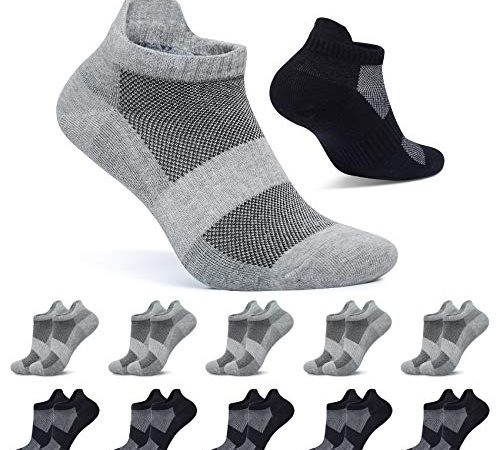 FALARY Socquette Homme 47-50 Noir Gris 10 Paires Chaussettes Basses Femme Chaussette de Sport Courtes Respirantes