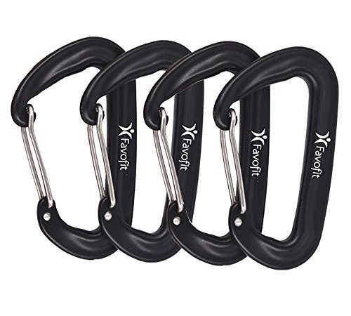 Favofit Mousquetons, Paquet de 4, 12KN (1200 kg) mousquetons Robustes pour Le Camping, la randonnée, l'extérieur, etc, Petits mousquetons pour Laisse de Chien