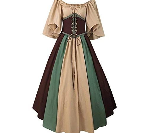 Femmes Robe Medievale Victorienne Reine Costume Col V Manches Flares Pas Cher Robe Vintage Adulte Flare Manches Deguisement Robe Médiévale Femmes Robes Médiévale Manches Longues Robe Femme Hiver Chic