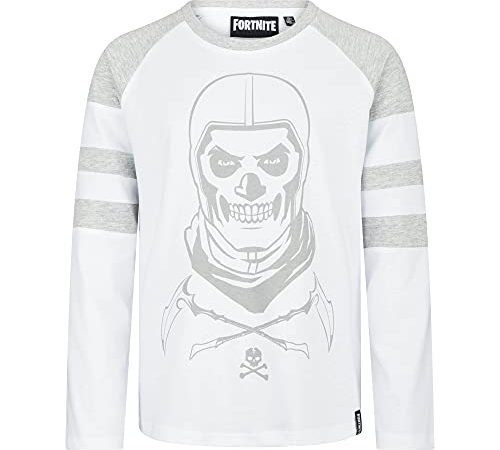 Fortnite Skull Trooper Homme Manches Longues Blanc/Gris chiné 152, Non définie,