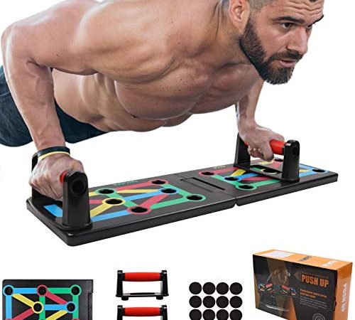 GLKEBY 12 en 1 Push up Board, Foldable Push up Rack Board, Tableau de Fitness Multifonctionnel à Domicile, pour intérieur, Gymnase, Exercice de Fitness en Plein air