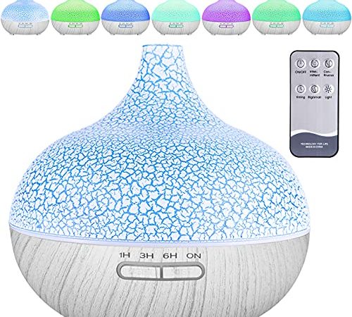 MAISITOO Diffuseur d'Huiles Essentielles,550ml Ultrasonique Humidificateur Diffuseur Aromathérapie Electrique avec Télécommande,7 Couleurs Lumières LED,Minuterie,Arrêt Automatique,Silencieux