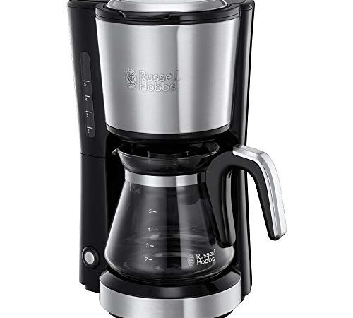 Russell Hobbs Machine à Café, Cafetière Filtre 625ml, Café Rapide en 7mn, Plaque Chaude, Porte Filtre Amovible - Inox Brossé 24210-56 Compact Home