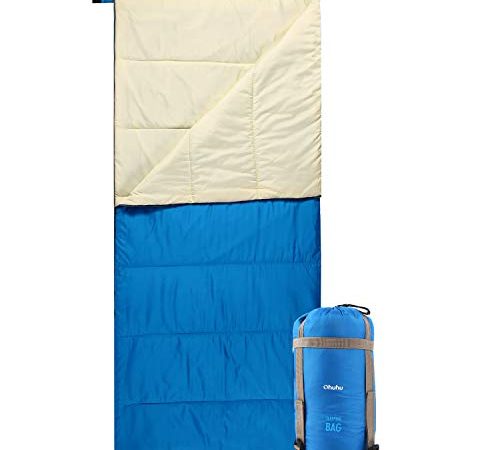 Sac de Couchage: Ohuhu l'été Sac de Couchage Adulte 15℃~25℃ Compact Ultralight Enfant Adulte pour Camping Hiking Trekking Randonnée Extérieur, Bleu