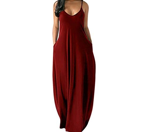 WWricotta Robe Ete Femme Longue Boheme Style - Col V Taille Haute Robe De pour Femme Ronde Robe Longue Fluide Fashion Dos Nu CôTé Fendues Robe A-Line EvaséE Women Dress Printemps Et éTé