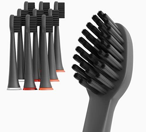 ZAHNHELD® Basic Soft Lot de 9 têtes de rechange souples en bambou pour brosse à dents GERO Noir