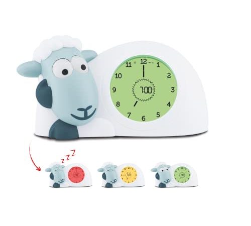 Zazu Kids Sam Le Mouton Reveil Enfant Educatif Jour/Nuit Lumineux à LED - Reveil Enfant Garcon Fille - Apprentissage Pédagogique Intelligent du Sommeil et du Réveil avec Horloge Lumineuse - Bleu