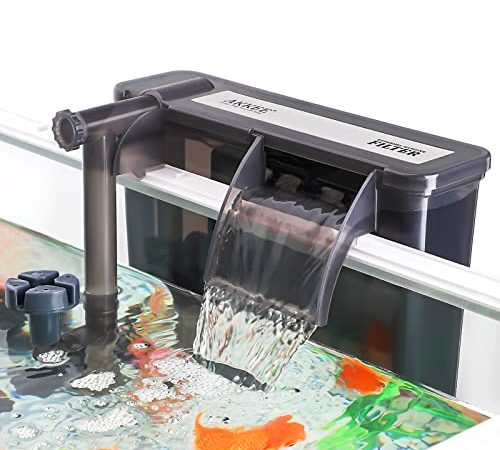 AKKEE Filtre Cascade Aquarium, Filtre Pompe Aquarium Multifonctionnel pour Cascade 10 W 750 L/H, Filtration Forcée de l'eau pour Aquarium, Tortue, Eau Froide et Aquariums Tropicaux jusqu'à 76 L(10W)