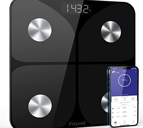 Balance Connectée Balance Pèse Personne, Pèse Personne Impédancemètre, la masse graisseuse, l’eau, la masse musculaire, l’IMC et le MB (métabolisme de base), Pour IOS et Android