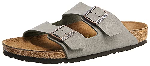 Birkenstock Mixte Arizona Birko-flor Nubuck Large Mules, Gris Stone, 42 EU