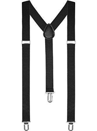 Boolavard® TM bretelles/bretelles One Size Y entièrement réglable en forme avec des Clips,Noir,133cm / 52 Inches