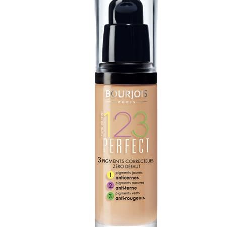 Bourjois - Fond de Teint 1.2.3 Perfect - 3 en 1 : Anticernes, Anti-Terne et Anti-Rougeurs - Fini Semi-Mat - Formule Anti-Brillance et Hydratante - 53 Beige Clair 30ml