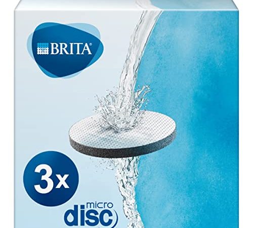 BRITA Pack de 3 filtres Microdisc, pour bouteilles et gourdes filtrantes, réduit le chlore, le plomb et autres impuretés pour une eau du robinet plus pure