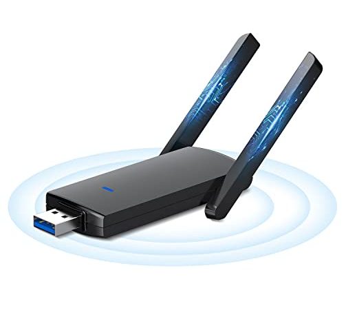 Clé WiFi Puissante AC 1300 Mbps USB 3.0 Cle WiFi USB 2.4G (400Mbps) / 5GHz (867Mbps) Dongle WiFi Double Bande Adaptateurs USB WiFi pour PC Laptop Desktop à Windows 7/8/8.1/10/11 Mac OS 10.9~10.15