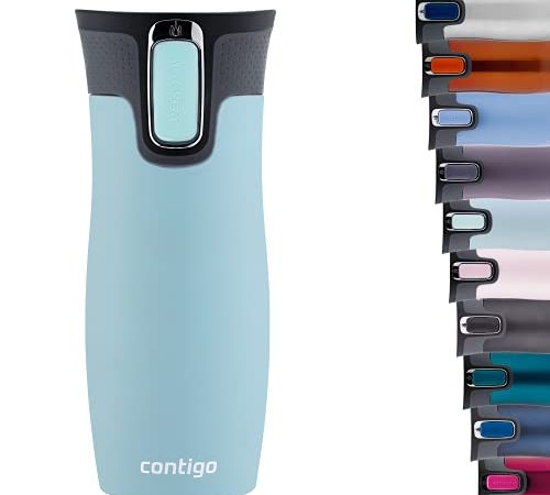 Contigo West Loop Autoseal Mug isotherme, mug isolant en inox, mug à café à emporter, sans BPA, mug de voyage étanche avec couvercle Easy Clean, garde les boissons chaudes jusqu’à 5h, 470 ml