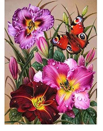 Diamond Painting Kits Diamant Painting Fleurs Painting Diamant Peinture Diamant 5D Broderie Diamant Kit Complet Tableau Diamant Kit Painting Diamond Strass Complet Adulte Décoration Murale Chambre