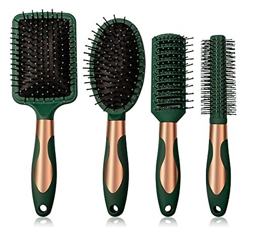 Ensemble de brosses à cheveux antistatiques - Peigne ovale - Brosse à cheveux ronde - Brosse à cheveux démêlante pour homme et femme