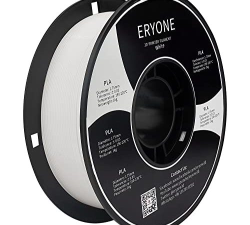 ERYONE PLA Filament 1.75mm, Imprimante 3D Filament PLA,+/-0.03mm,1kg/Spule, Blanc