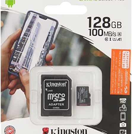 Kingston Canvas Select Plus Carte MIcro SD SDCS2/128GB Class 10 + Adaptateur inclus