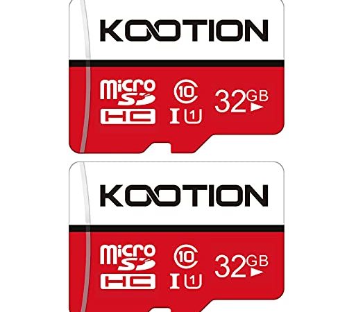 KOOTION Carte Micro SD 32 Go Lot de 2 Carte Mémoire UHS-I Vitesse jusqu'à 85 m/s,TF Micro SDHC, T-Flash Classe 10, U1 pour Drone/Dash Cam/Camera/Phone/Nintendo-Switch/PC/Tablet