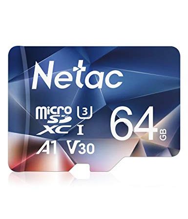 Netac Carte Mémoire, Carte Micro SD 64 Go SDXC v100 Class 10 pour Switch, Appareil Photo, Smartphone, PS Vita, PS4 Pro, Go Pro (UHS-1 V30 A1 4K UHD)