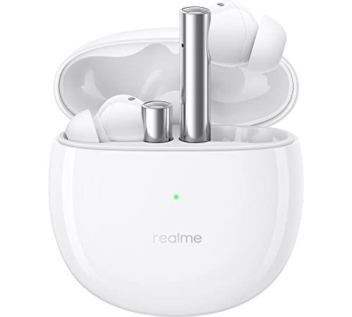 realme Buds Air 2, Réduction active du bruit, Casque de Musique et Très faible latence de 88 ms, Écouteur Hi-Fi amplificateur de basses de 10 mm, IPX5 Etanche Oreillette - Blanc