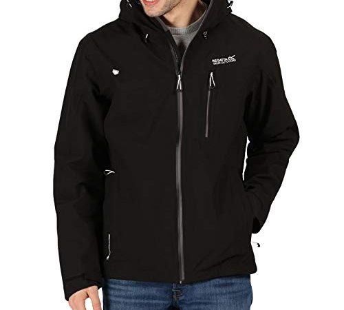 Regatta Veste Technique Birchdale Imperméable et Respirante avec capuche fixe réglable Jackets Waterproof Shell Homme Black/Magnet FR: XL (Taille Fabricant: XL)