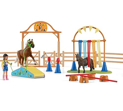 SCHLEICH- Playset Entraînement d'agility pour Poney Farm World, 42481, Multicolore