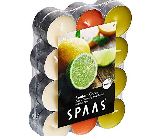 Spaas 24 Bougies chauffe-plats parfumées couleurs assorties, ± 4,5 heures - Southern Citrus