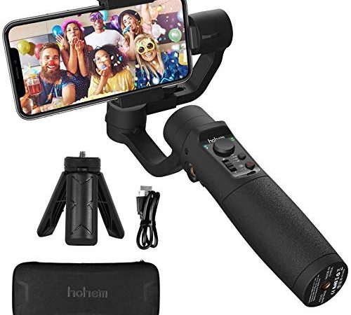 Stabilisateur Smartphone - Hohem Gimbal Supporte Jusqu'à 280g, Cardan sur 3 Axes pour iPhone 13/12/11/XR, Samsung Galaxy/Huawei, Gimbal Portable avec Contrôle APP, Rotation de 360°(iSteady Mobile+)