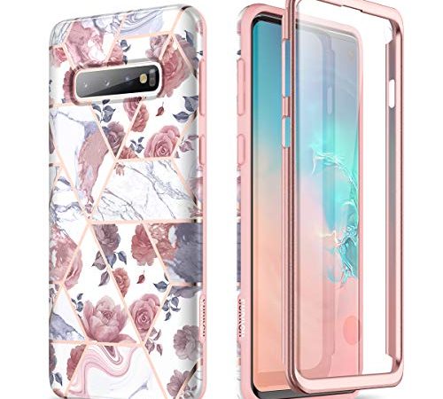 SURITCH Coque Samsung S10 Silicone Coque de Protection Intégrale avec Protecteur d'écran Intégré Coque Bumper Antichocs pour Samsung Galaxy S10 Rose