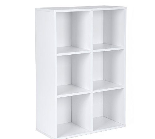 VASAGLE LBC203D Meuble de Rangement, Bibliothèque, Étagère de 6 casiers, Grande capacité, pour Salon, Chambre, Bureau, Blanc LBC203D, 65,5 x 30 x 97,5 cm