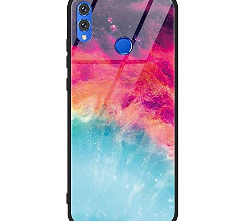 Yoedge Coque Honor 8X, Ultra Mince [Anti-Rayures] Verre Trempé Arrière Coque étui [Qualité Militaire] avec Antichoc Silicone Mignon Cool Modèle 360 Peau Protectrice pour Honor 8X (Rose Verte)