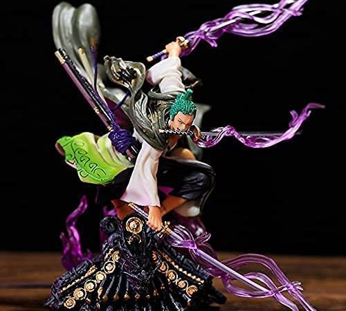 Anime One Piece Figurine Roronoa Zoro Figure Trois Couteaux Big Thousand World Collection de Figurine en PVC Land of Wano Country Modèle Figurine Décoration Gâteau Voiture Ornements 20CM