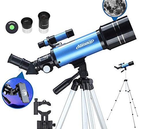 Aomekie Télescope Astronomique Adulte 400/70mm Lunette Astronomique Réfracteur avec Adaptateur de Téléphone Trépied Ajustable et Chercheur pour Débutants et Amateurs pour Observer la Lune