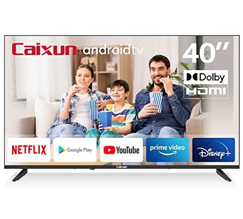 Caixun 40 Pouces Téléviseur FHD Smart TV, Android TV avec Commande Vocale, WiFi, Bluetooth, Chromecast, EC40V1FA [2022]