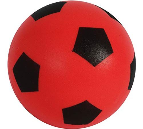 HTI Toys & Games Fun Sport Ballon de football rouge taille 5 | Ballon de soccer intérieur/extérieur en mousse éponge douce très amusant pour adultes et enfants garçons et filles